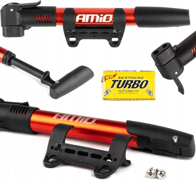 COMPACT BICYCLE HAND PUMP WITH PRESTA SCHRADER BICYCLE ATTACHMENT