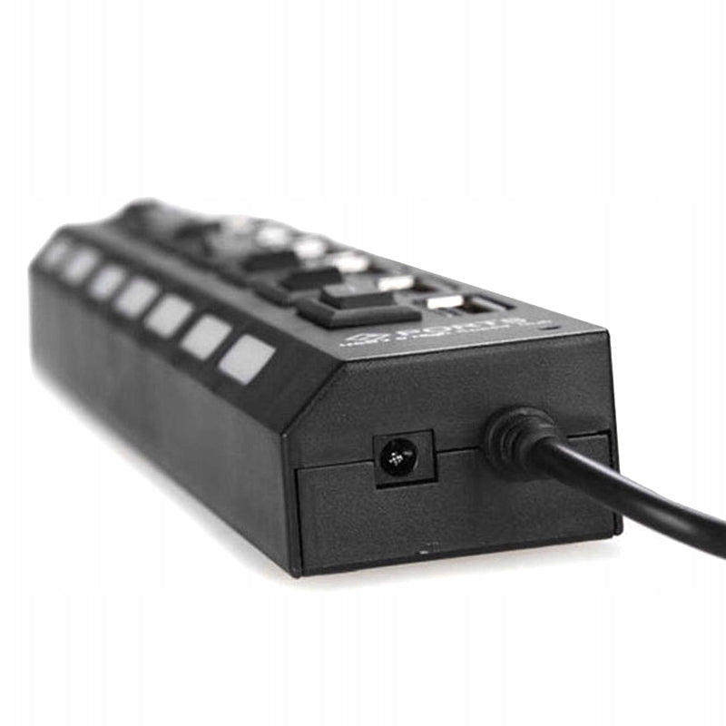 COMPACT BLACK USB HUB WITH 7 PORTS AND POWER CONTROL Manufacturer no brand