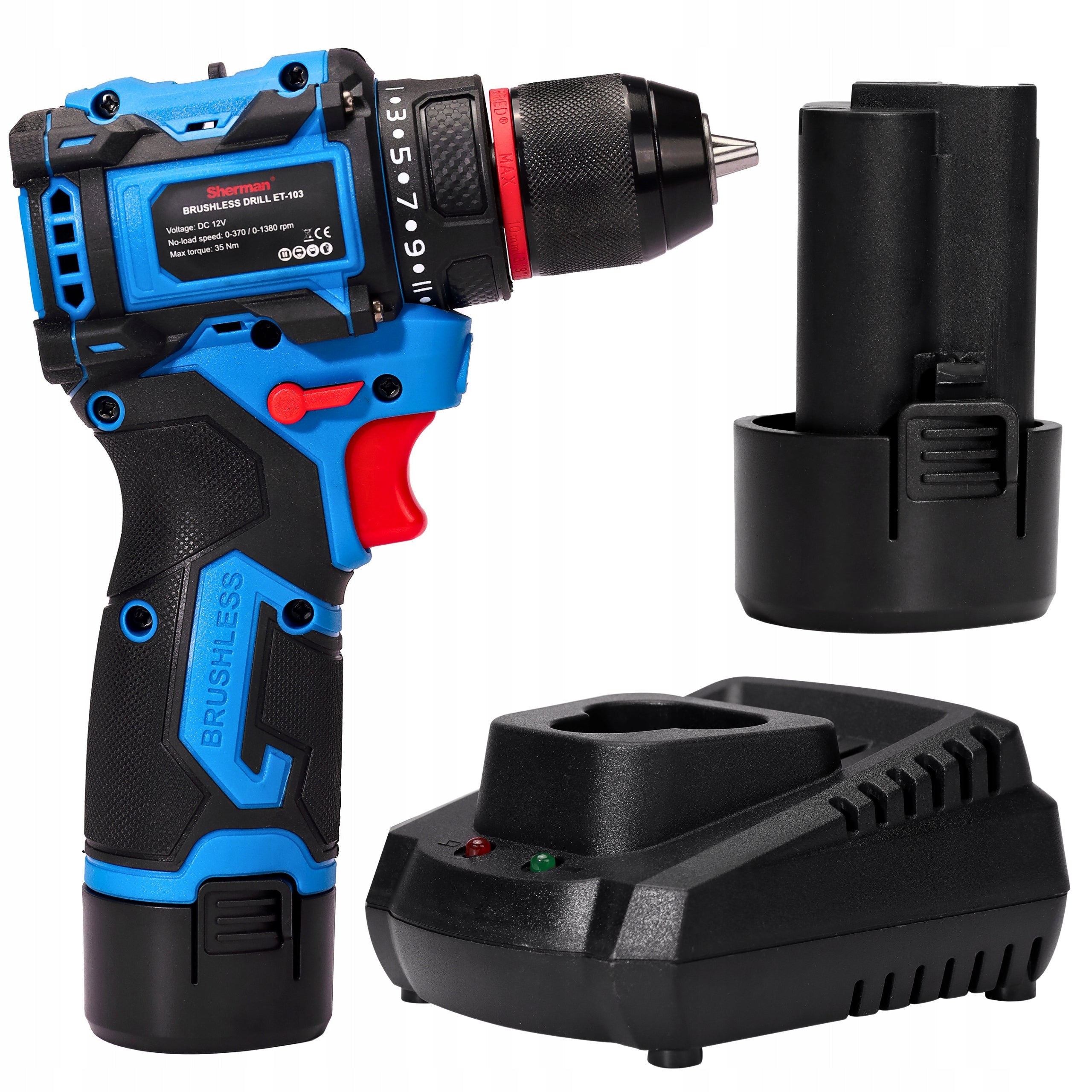COMPACT CORDLESS SCREWDRIVER ET-103 Sherman SUITCASE + 2x AKU Manufacturer code WKRĘTARKA AKUMULATOROWA ET-103