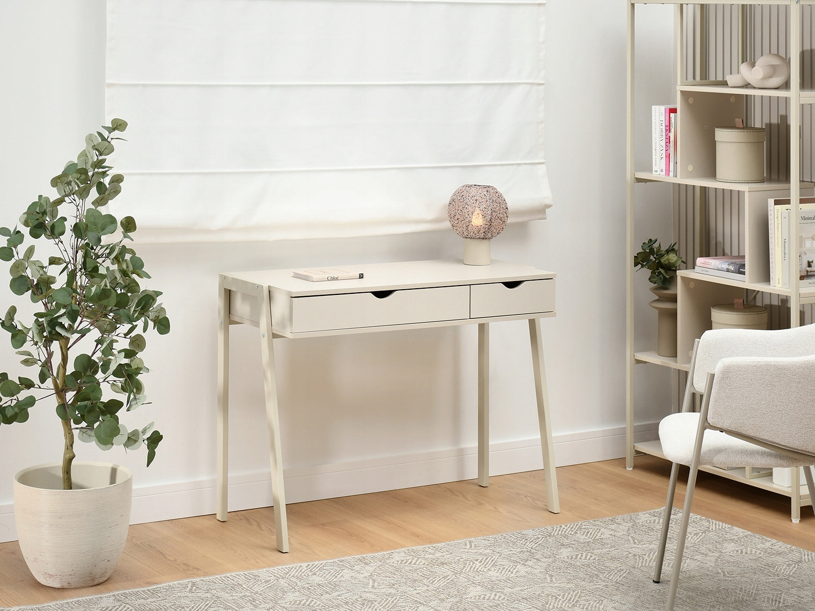 COMPACT DESK WITH DRAWERS FOR HOME OFFICE DRESSING TABLE LUND CREAM EAN (GTIN) 5907698697343