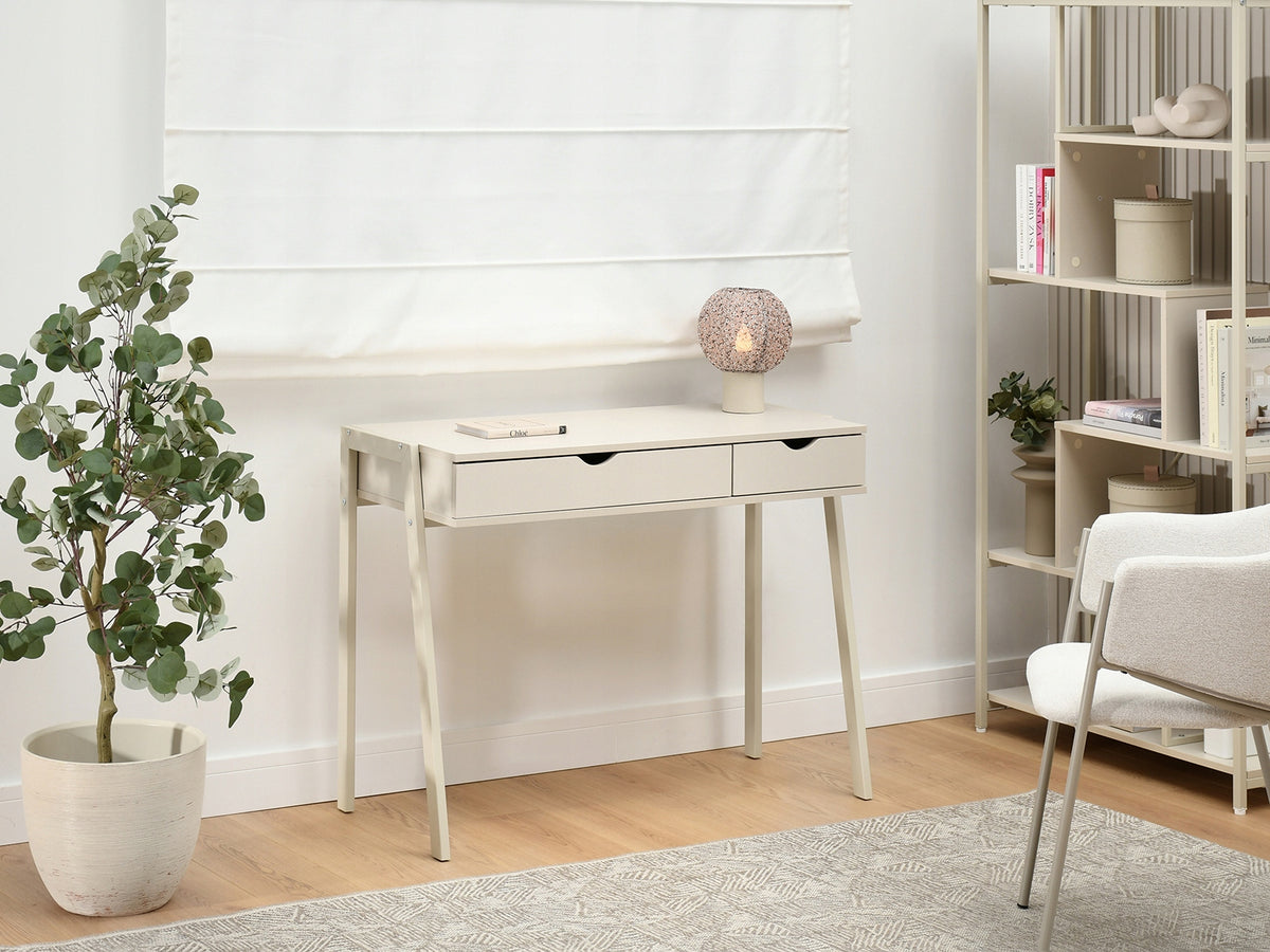 COMPACT DESK WITH DRAWERS FOR HOME OFFICE DRESSING TABLE LUND CREAM EAN (GTIN) 5907698697343
