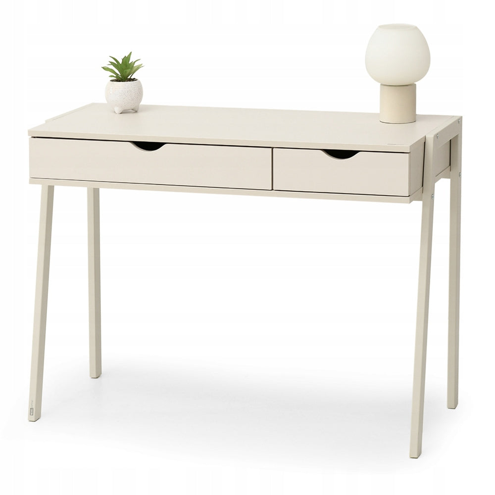 COMPACT DESK WITH DRAWERS FOR HOME OFFICE DRESSING TABLE LUND CREAM