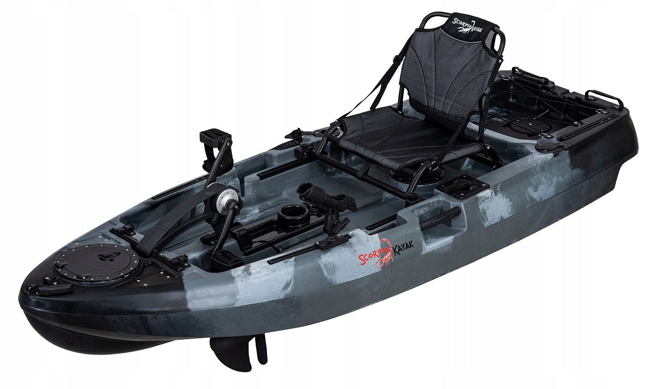 COMPACT STABLE COMFORTABLE PEDAL FISH 8 FISHING KAYAK WITH FOOT DRIVE