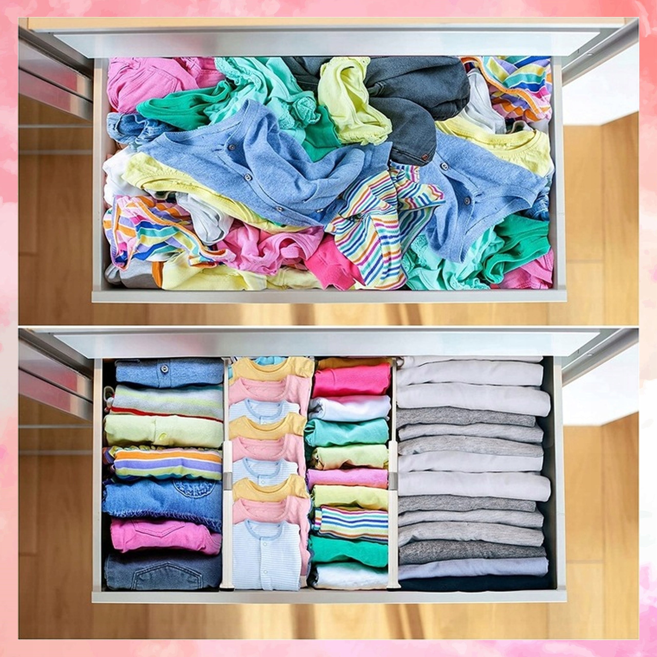 COMPARTMENTS FOR DRAWERS DIVIDERS ORGANIZER SET OF 4 WHITE SEPARATORS Length 54 cm