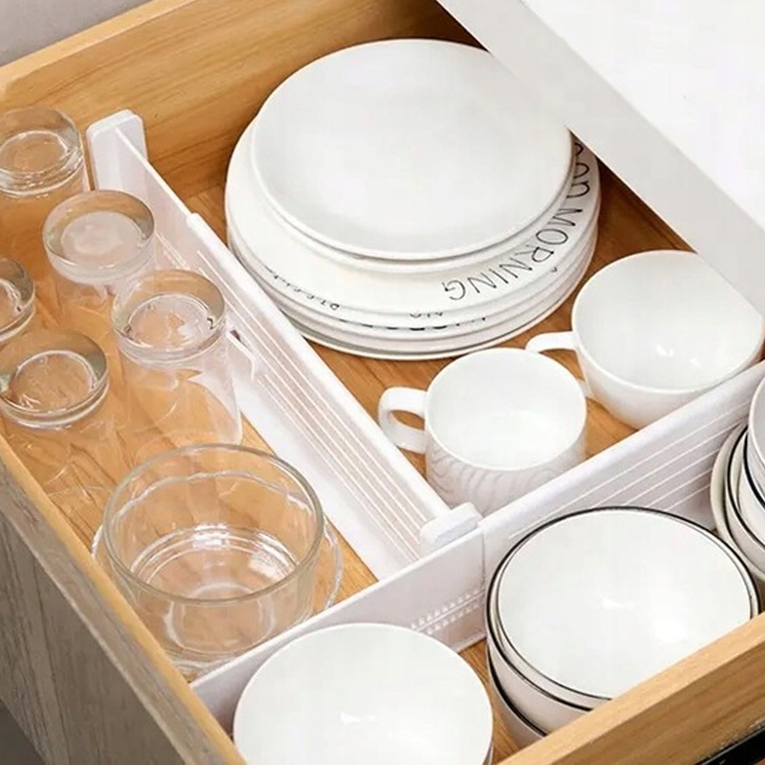 COMPARTMENTS FOR DRAWERS DIVIDERS ORGANIZER SET OF 4 WHITE SEPARATORS Product width 10 cm