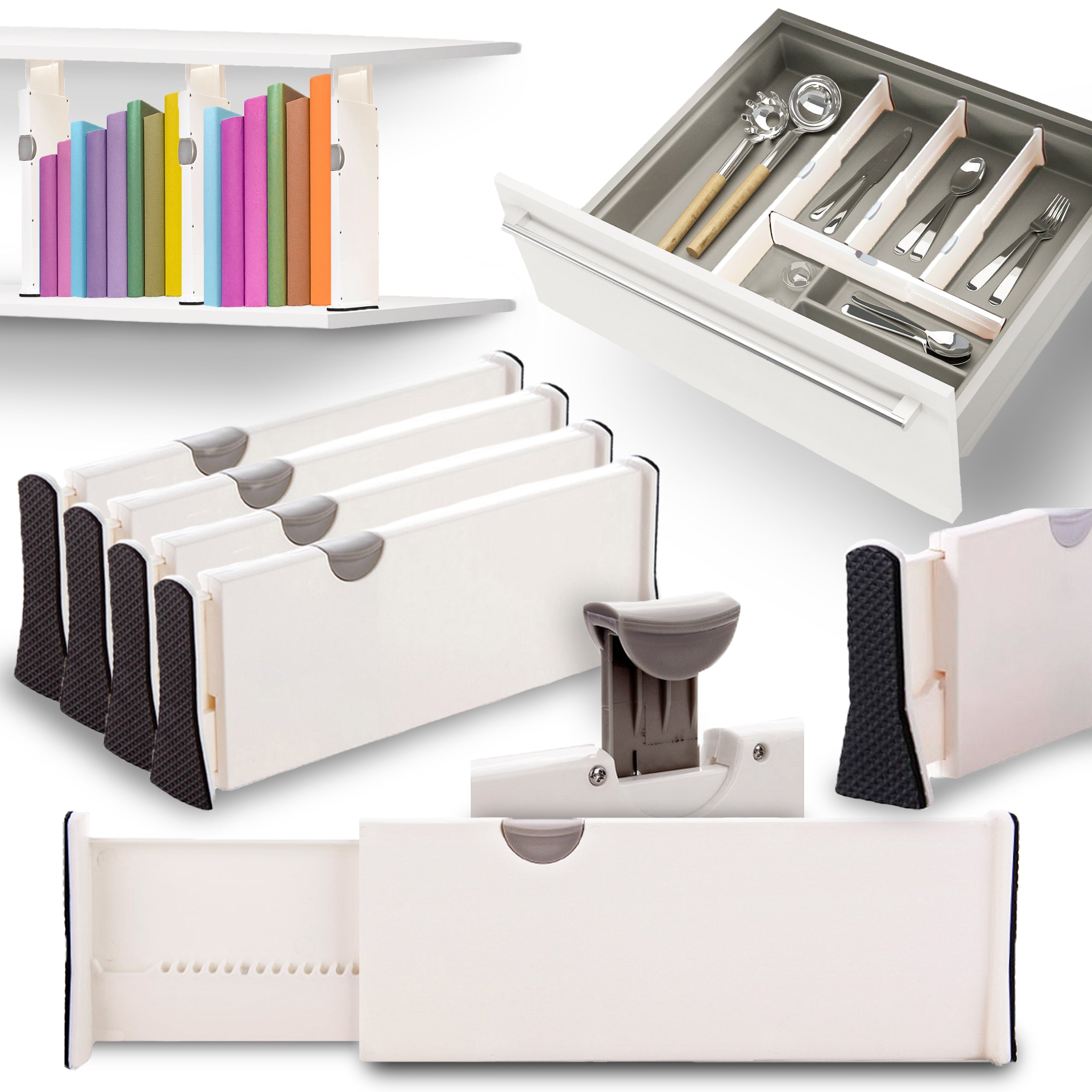 COMPARTMENTS FOR DRAWERS DIVIDERS ORGANIZER SET OF 4 WHITE SEPARATORS