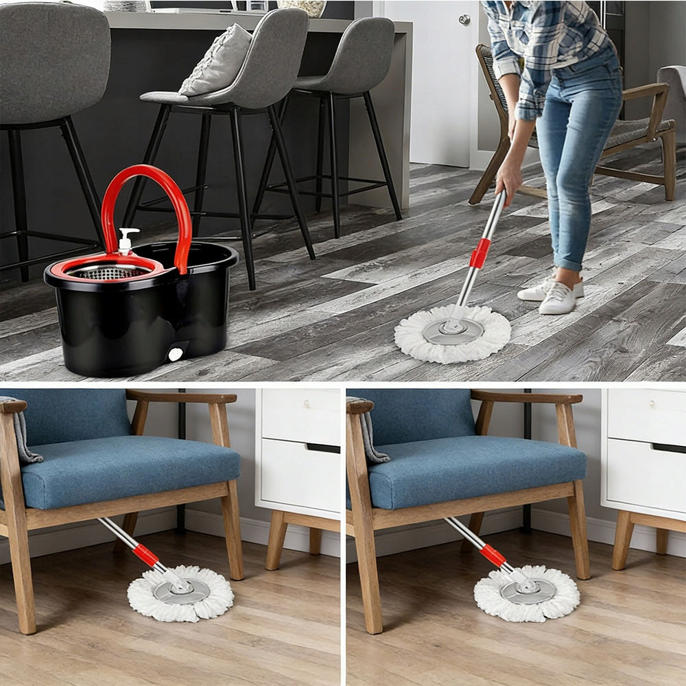 COMPLETE ROTARY MOP SET WITH BUCKET – 3 WET AND DRY MICROFIBERS Brand no brand