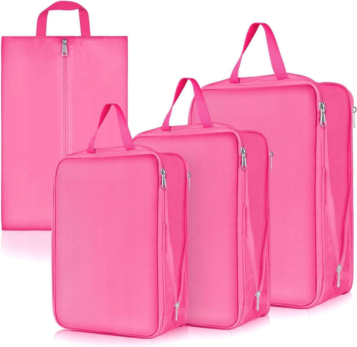 COMPRESSION BAGS LUGGAGE ORGANIZERS SUITCASES STRONG 4 PCS Color pink