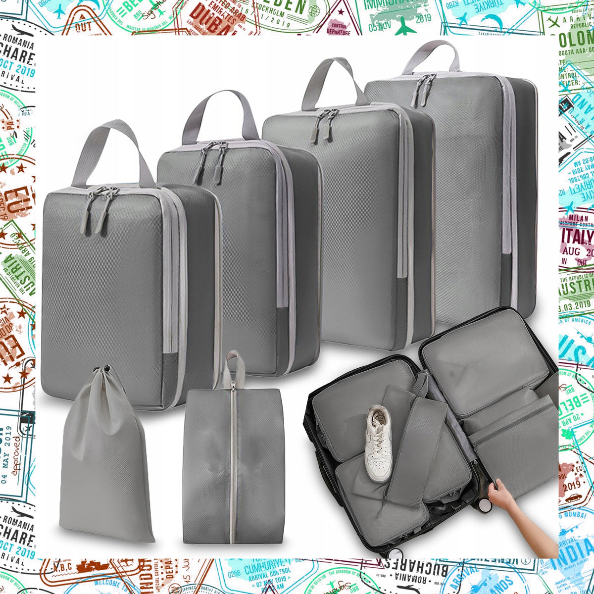 COMPRESSION CASE PACKING ORGANIZERS 6 PCS TRAVEL SET GREY Packaging status original