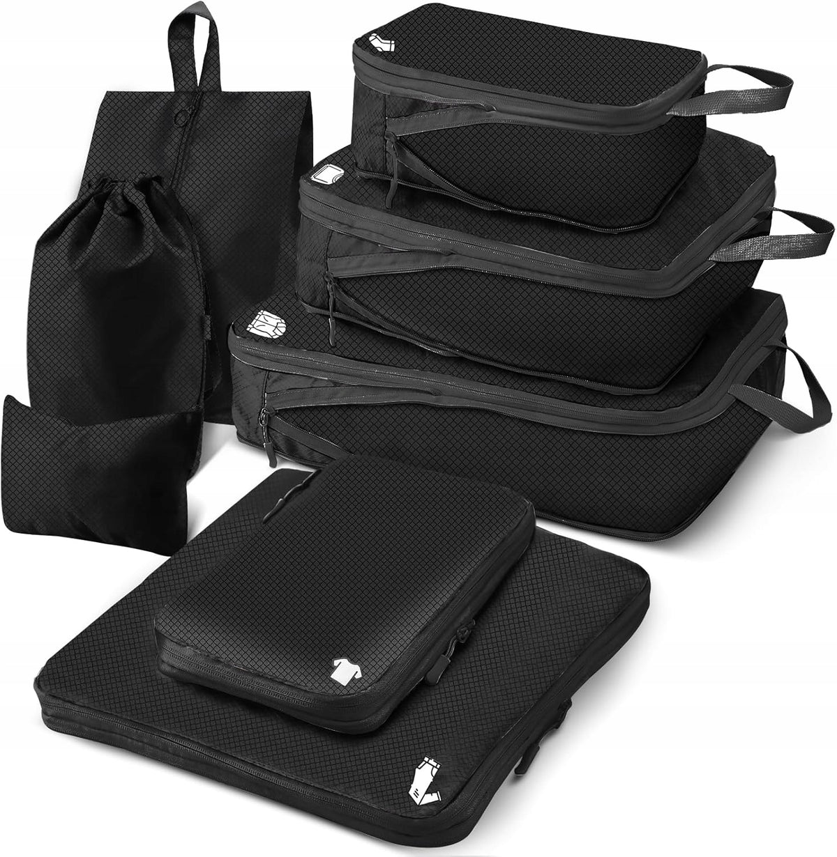 COMPRESSION CUBES FOR SUITCASE 8 PIECES TRAVEL ORGANIZER