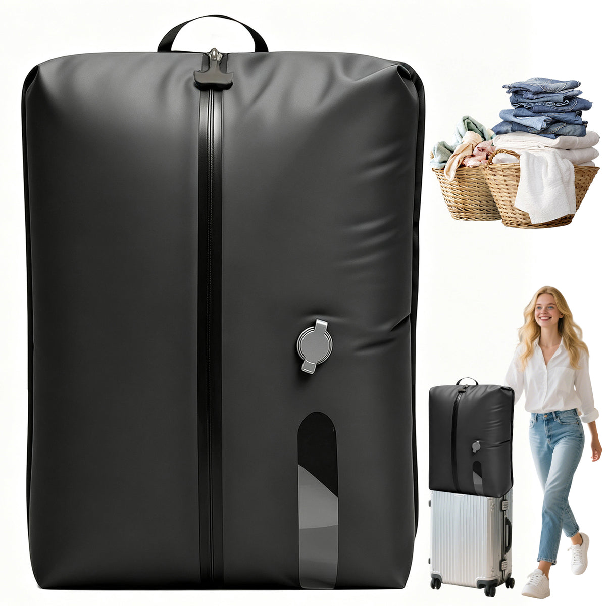 COMPRESSION ORGANIZER FOR PACKING TRAVEL SUITCASES BAGS BLACK