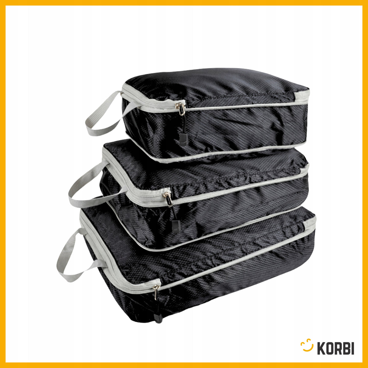 COMPRESSION ORGANIZER FOR TRAVEL SUITCASE FOR CLOTHES BAGS 3PCS BLACK Color black