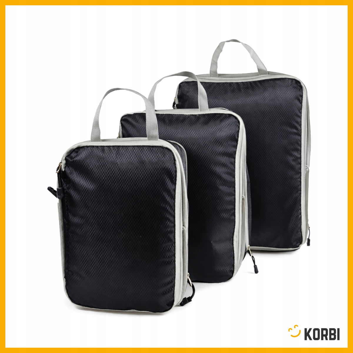 COMPRESSION ORGANIZER FOR TRAVEL SUITCASE FOR CLOTHES BAGS 3PCS BLACK Packaging status original