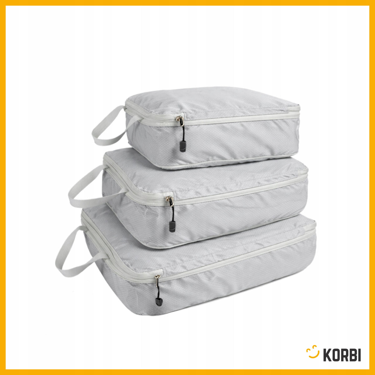 COMPRESSION ORGANIZER FOR TRAVEL SUITCASE FOR CLOTHES BAGS 3PCS GREY Color gray