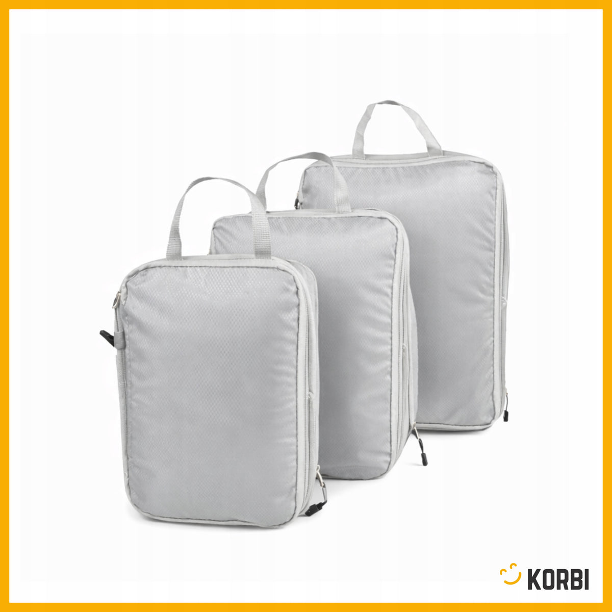 COMPRESSION ORGANIZER FOR TRAVEL SUITCASE FOR CLOTHES BAGS 3PCS GREY Packaging status original
