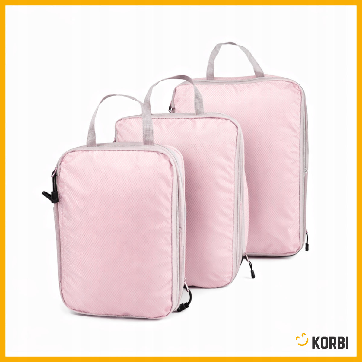 COMPRESSION ORGANIZER FOR TRAVEL SUITCASE FOR CLOTHES BAGS 3PCS PINK Packaging status original