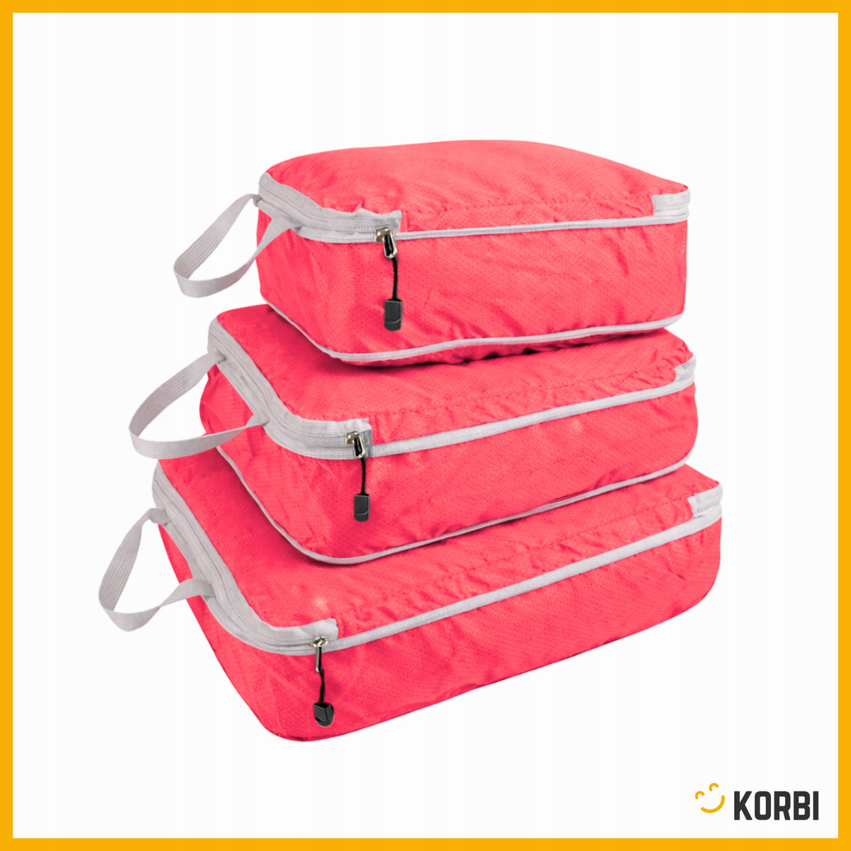 COMPRESSION ORGANIZER FOR TRAVEL SUITCASE FOR CLOTHES BAGS 3PCS RED Color red