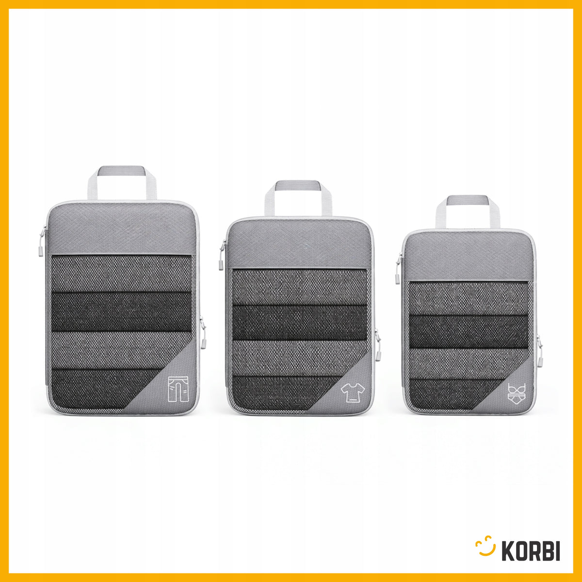 COMPRESSION ORGANIZER FOR TRAVEL SUITCASE FOR CLOTHES UNDERWEAR BAGS 5PCS Color gray