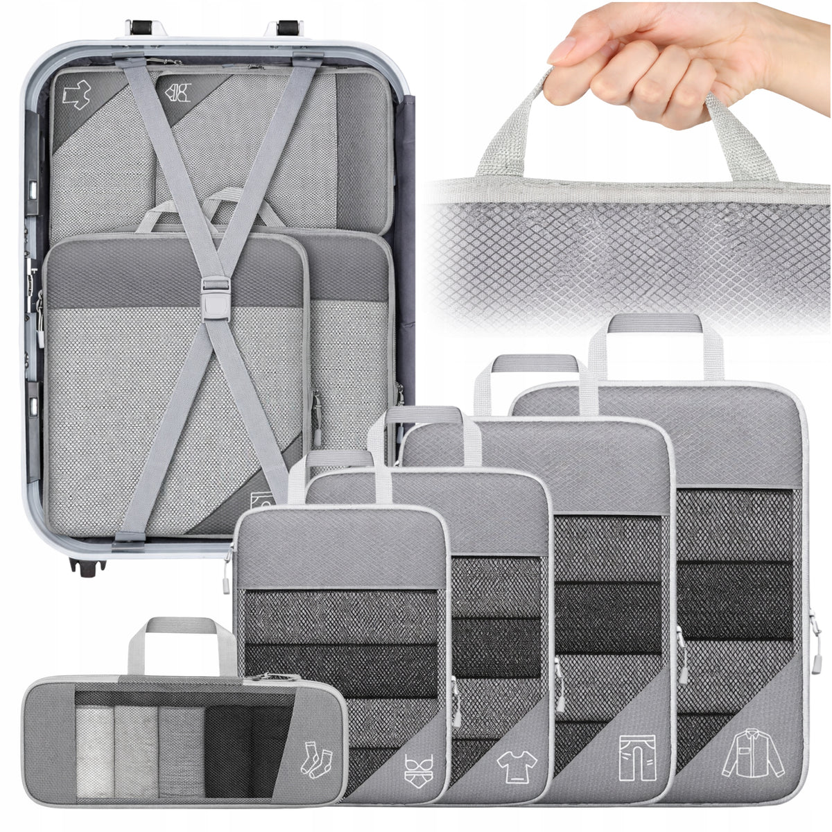 COMPRESSION ORGANIZER FOR TRAVEL SUITCASE FOR CLOTHES UNDERWEAR BAGS 5PCS