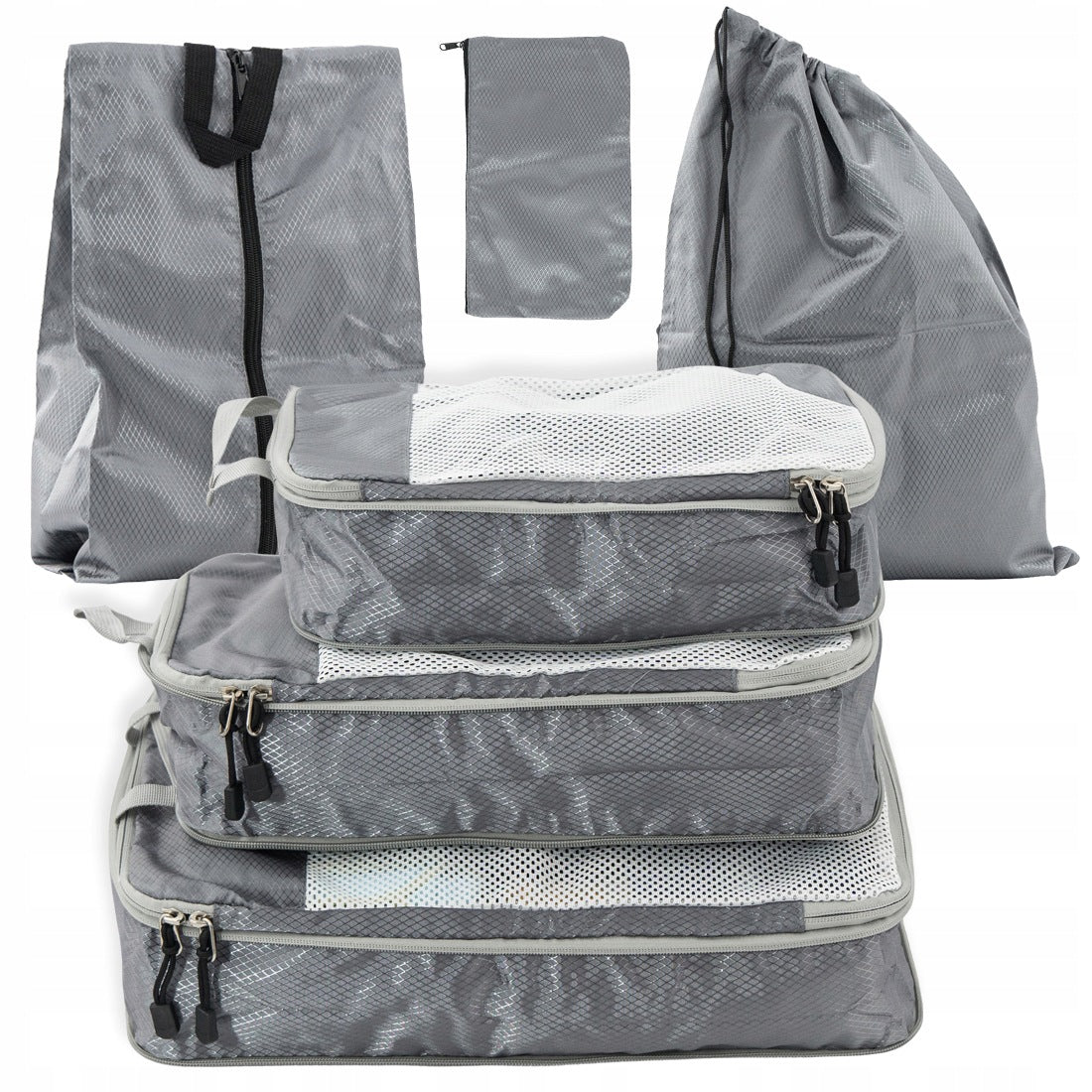 COMPRESSION ORGANIZER SET OF ORGANIZERS FOR SUITCASE CLOSET BAGS 6in1 Packaging status original