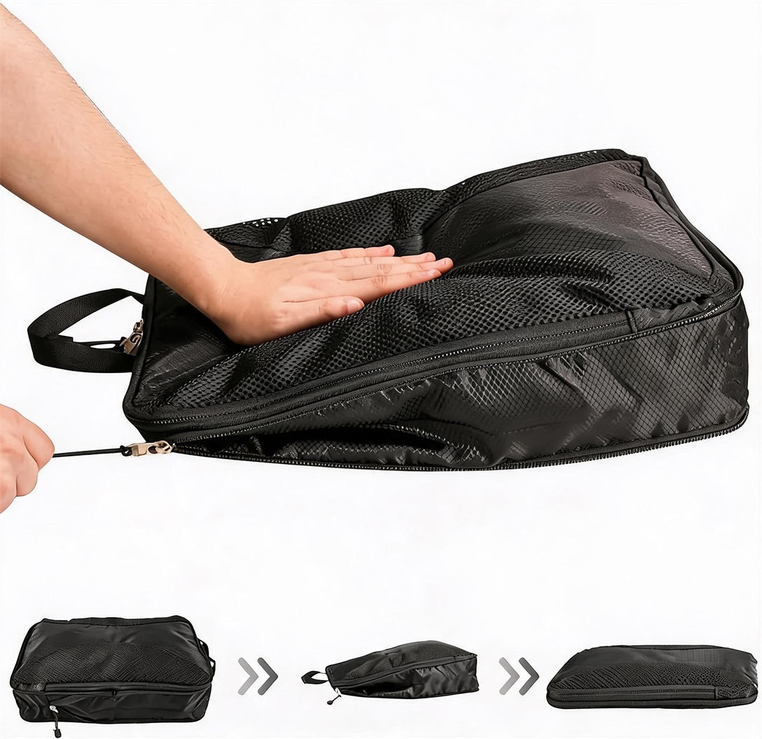 COMPRESSION ORGANIZER Travel Set for Packing Suitcase Bags 8 Pieces Color black
