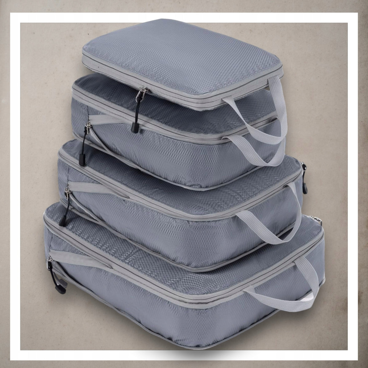 COMPRESSION ORGANIZER for Packing Suitcases Travel Bags Set of 3 Color gray