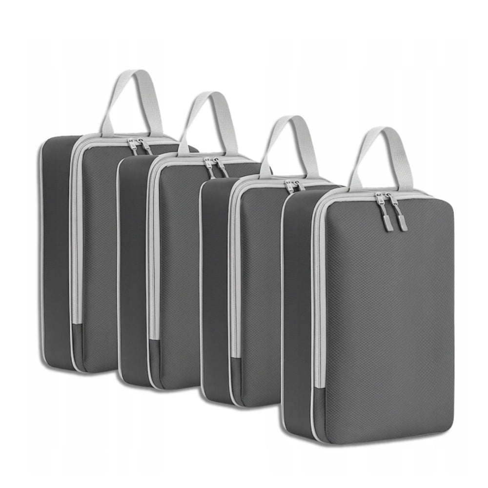 COMPRESSION ORGANIZERS 4PCS SET GREY PACKING TRAVEL SUITCASE