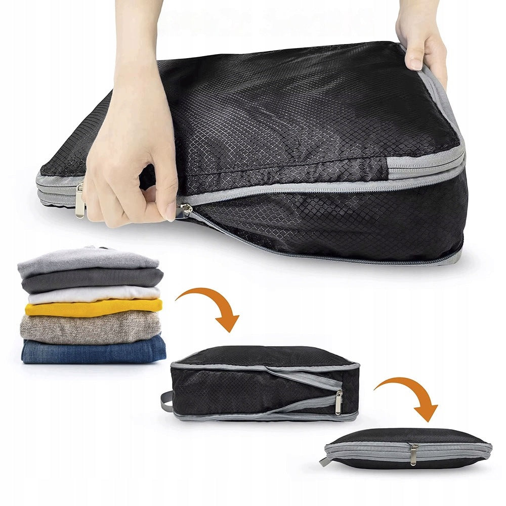 COMPRESSION ORGANIZERS FOR TRAVEL LUGGAGE SUITCASE SET WATERPROOF 4PCS Color gray