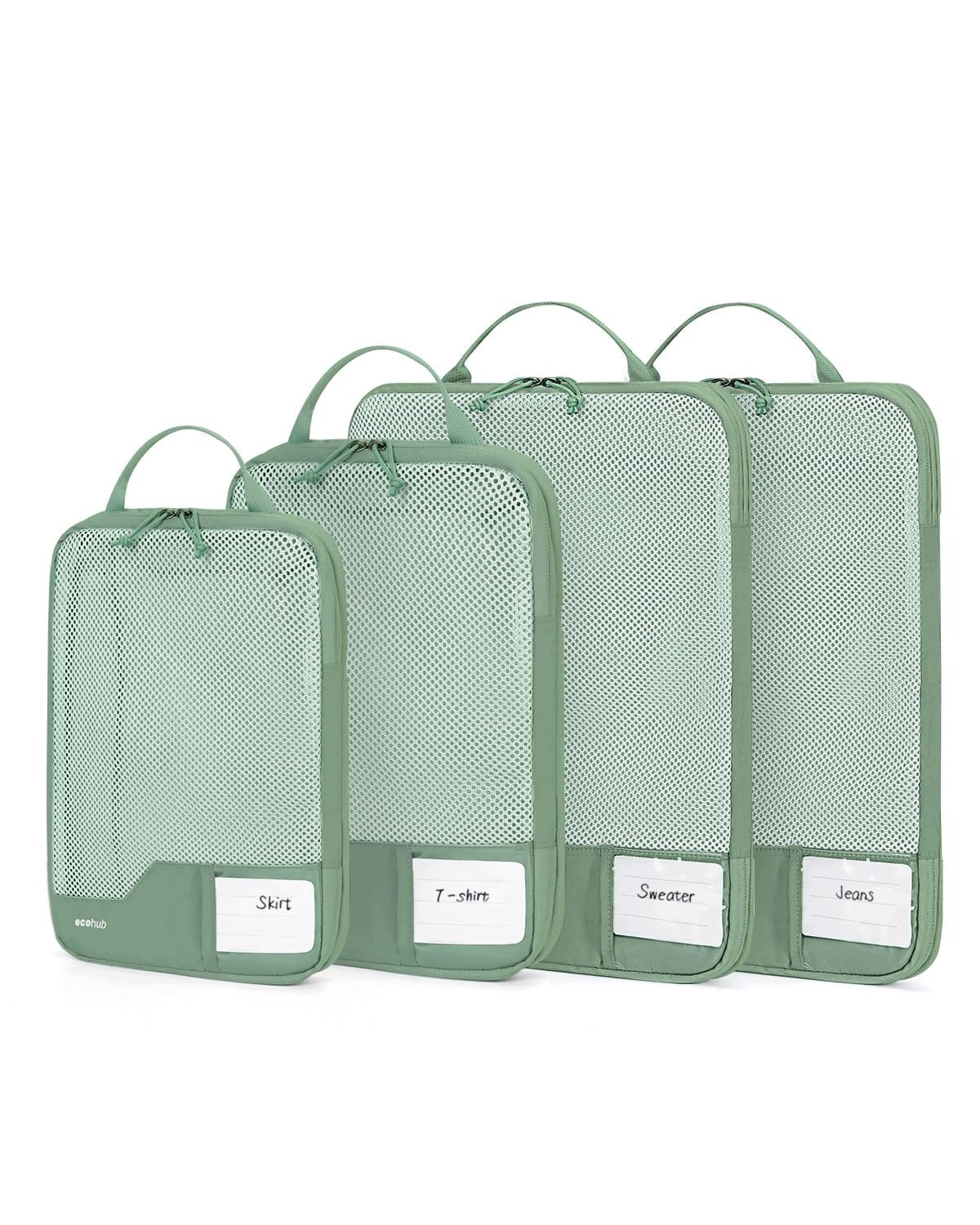 COMPRESSION PACKING CUBES 4 PCS SUITCASE ORGANIZER WITH ID TAG