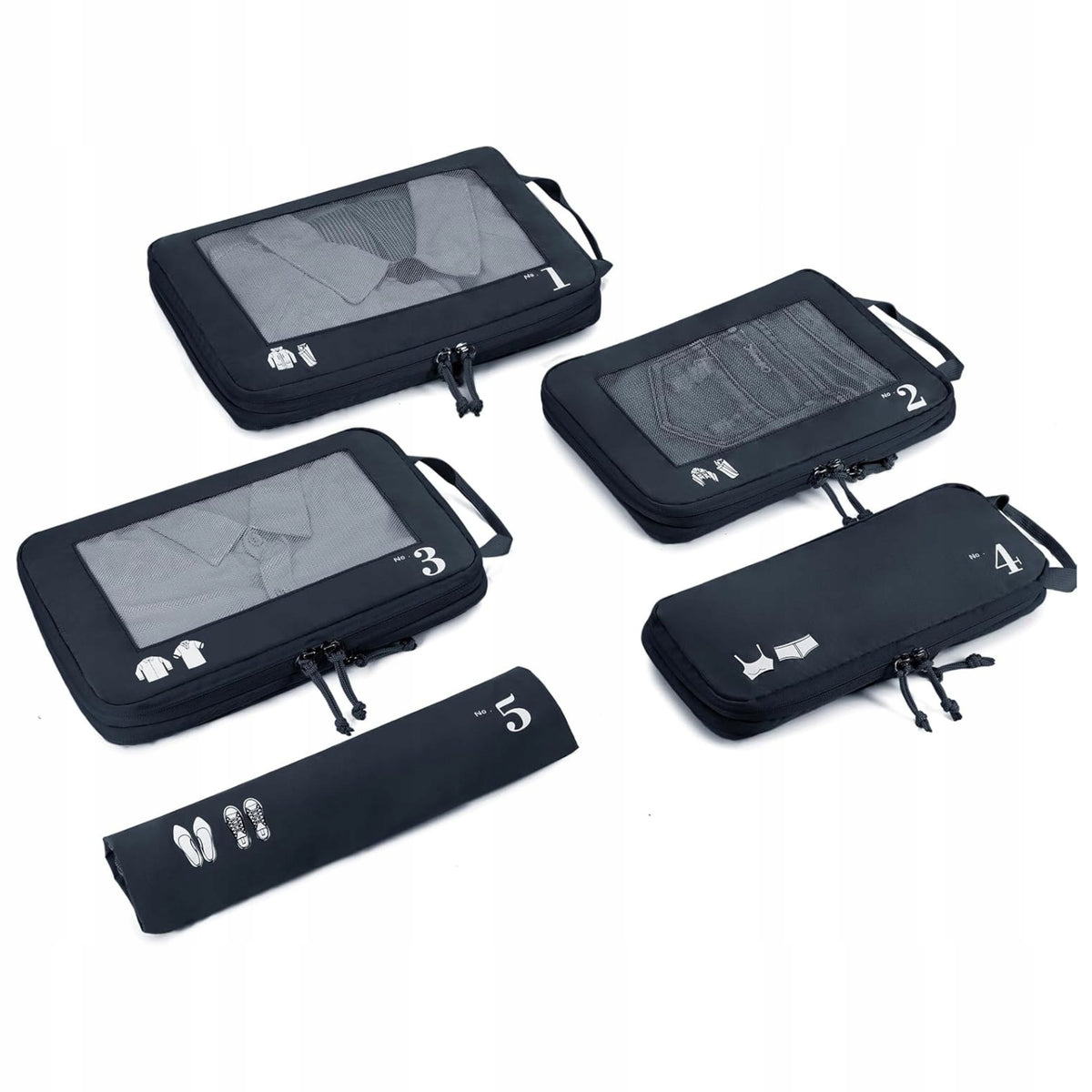 COMPRESSION PACKING CUBES 5PCS SUITCASE ORGANIZER SET