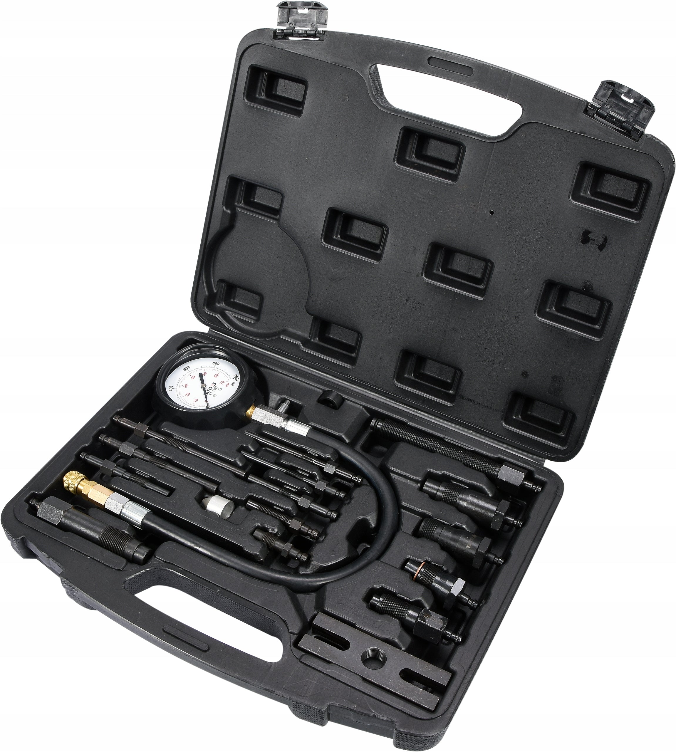 COMPRESSION PRESSURE GAUGE YATO DIESEL 0-70 bar 16 cz ADAPTERS M10-M24 Manufacturer code YATO_YT-7307
