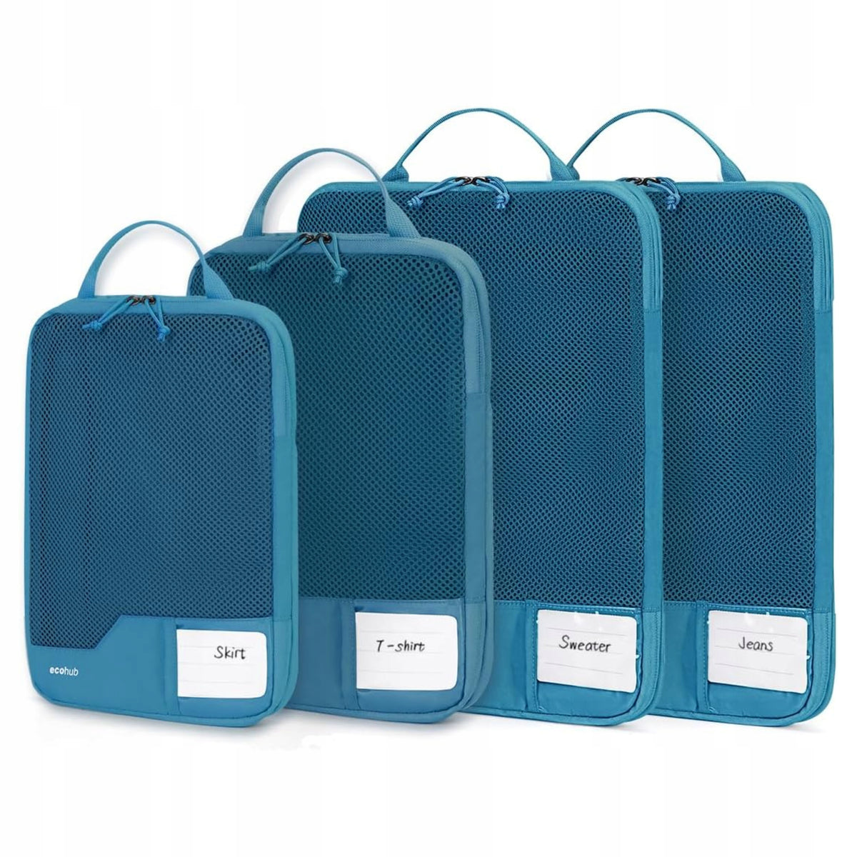 COMPRESSION TRAVEL CUBES 4PCS ECO-FRIENDLY SUITCASE ORGANIZER