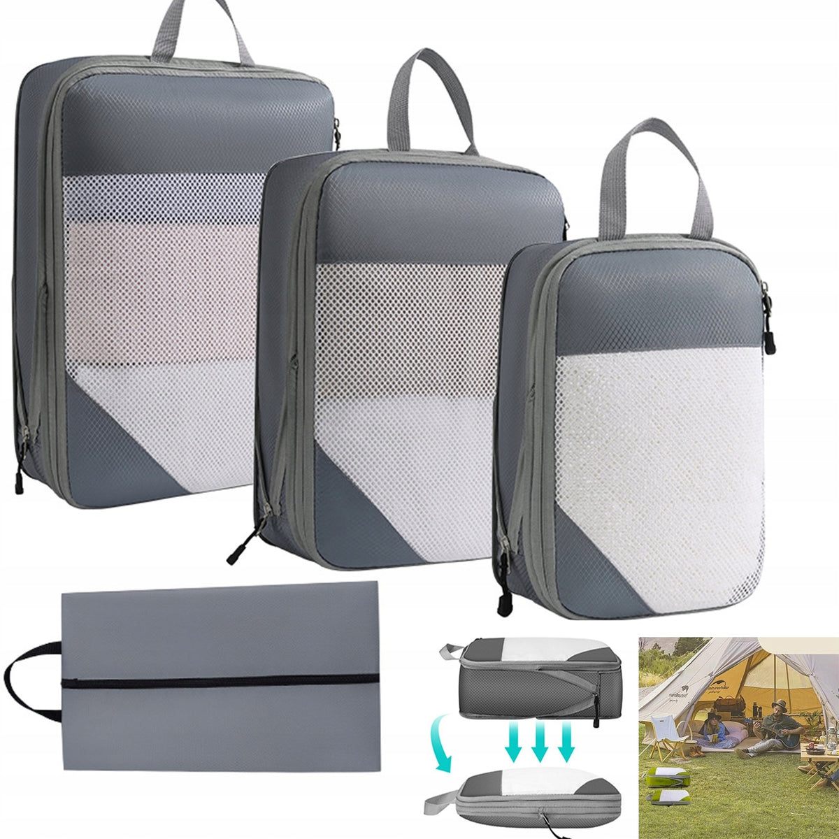 COMPRESSION TRAVEL ORGANIZER 4in1 For Packing Suitcases, Bags, clothes set