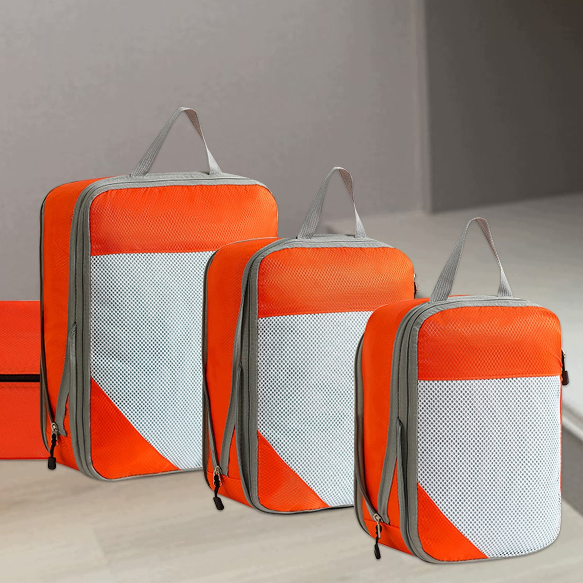 COMPRESSION TRAVEL ORGANIZER for packing suitcases, bags Clothes Set orange