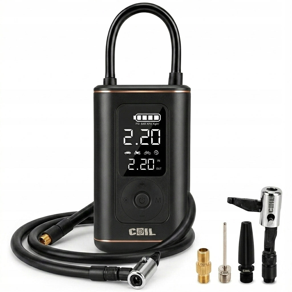 COMPRESSOR CAR ELECTRIC BICYCLE PUMP PORTABLE 10 BAR + FLASHLIGHT Manufacturer code C0919