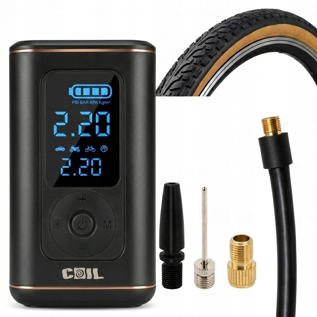 COMPRESSOR CAR ELECTRIC BICYCLE PUMP PORTABLE 10 BAR + FLASHLIGHT Packaging status original