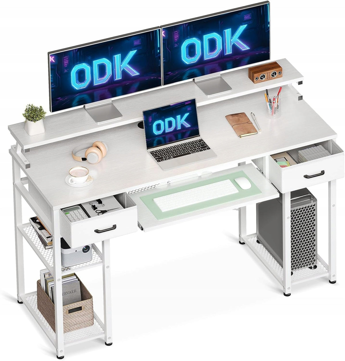 COMPUTER DESK 120X48X90CM DRAWER MONITOR STAND