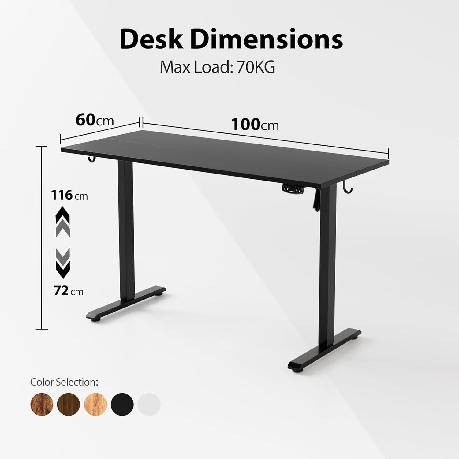 COMPUTER DESK ADJUSTABLE HEIGHT MEMORY FUNCTION HEIGHT 100x60cm Brand no brand