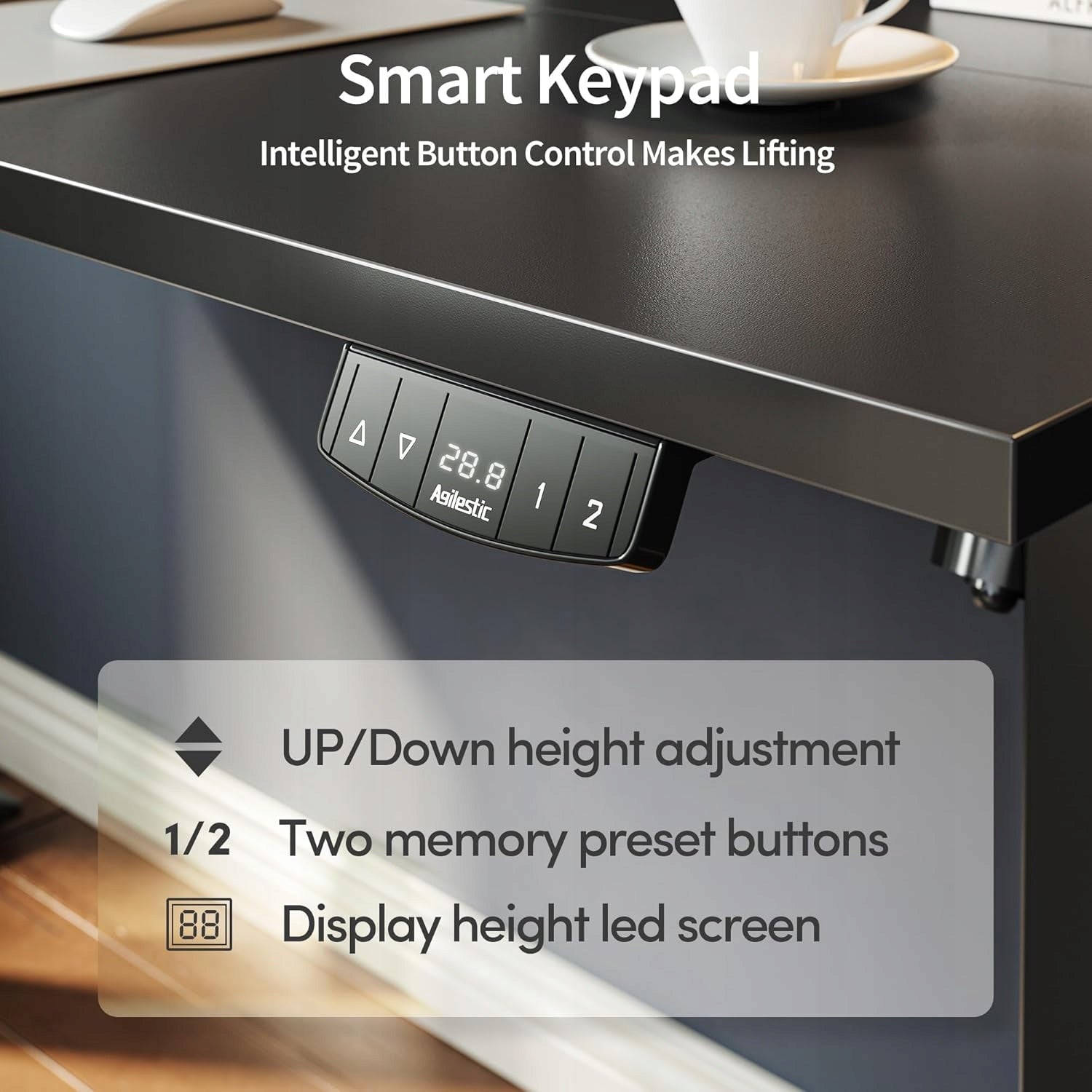 COMPUTER DESK ADJUSTABLE HEIGHT MEMORY FUNCTION HEIGHT 100x60cm EAN (GTIN) 0099444949402