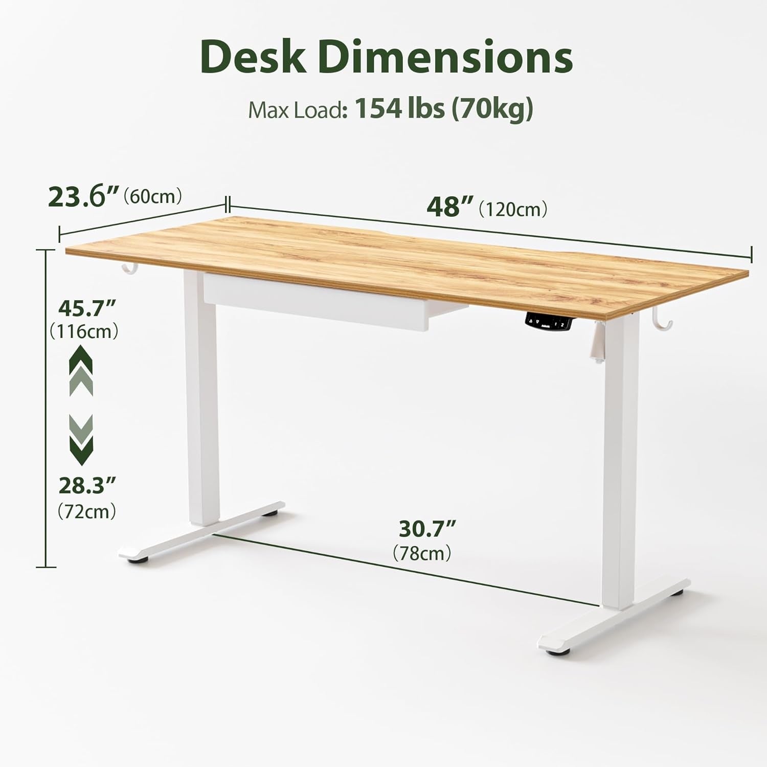 COMPUTER DESK ADJUSTABLE HEIGHT TABLE WITH SPACIOUS DRAWER 120x60cm Brand no brand