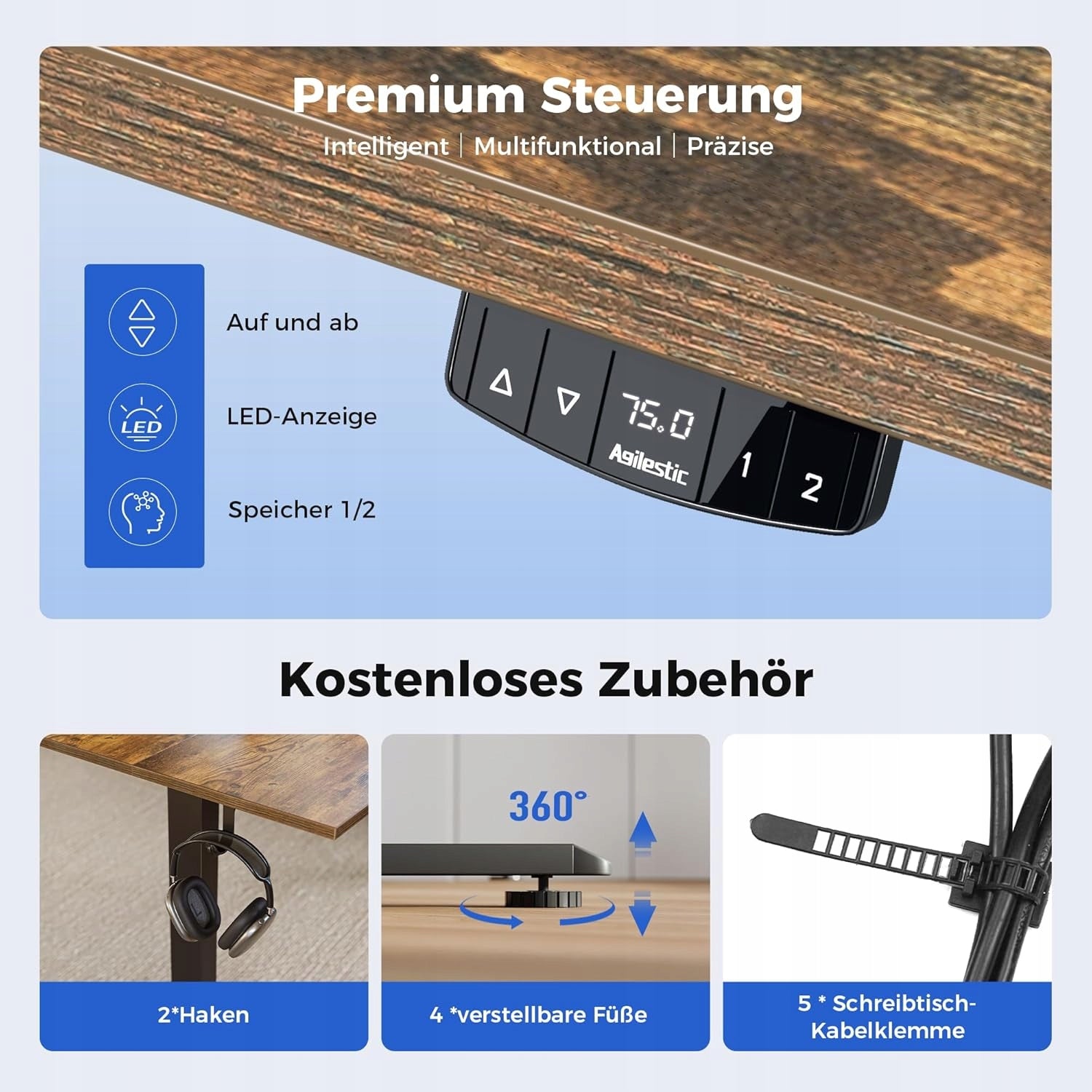 COMPUTER DESK COMPUTER TABLE HEIGHT ADJUSTABLE BROWN BLACK Manufacturer code KOMPUTERA Z REGULACJĄ 140/60 BRĄZOWE
