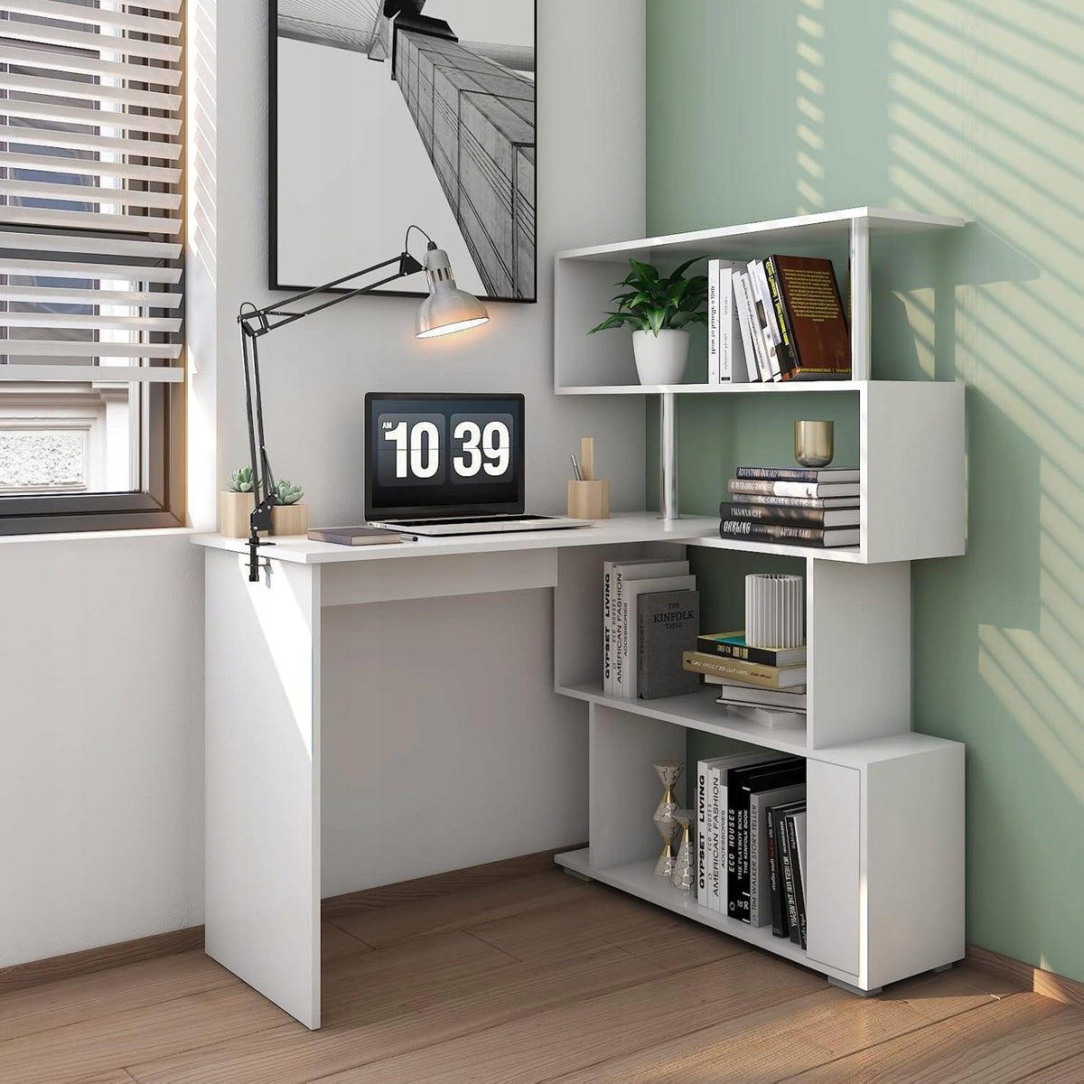 COMPUTER DESK CORNER COMPUTER TABLE WITH ROTATING SHELVES 360 EAN (GTIN) 0097779009334
