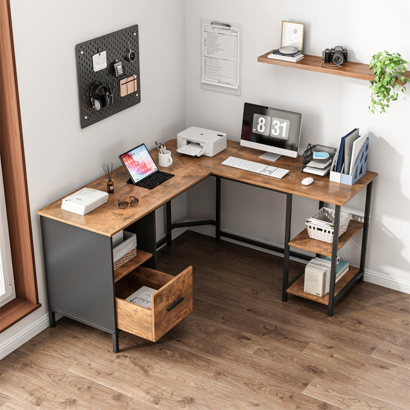 COMPUTER DESK CORNER RUSTIC LOFT VINTAGE INDUSTRIAL DARK BROWN Manufacturer code BIURKO KOMPUTEROWE NAROŻNE DREWNO RETRO