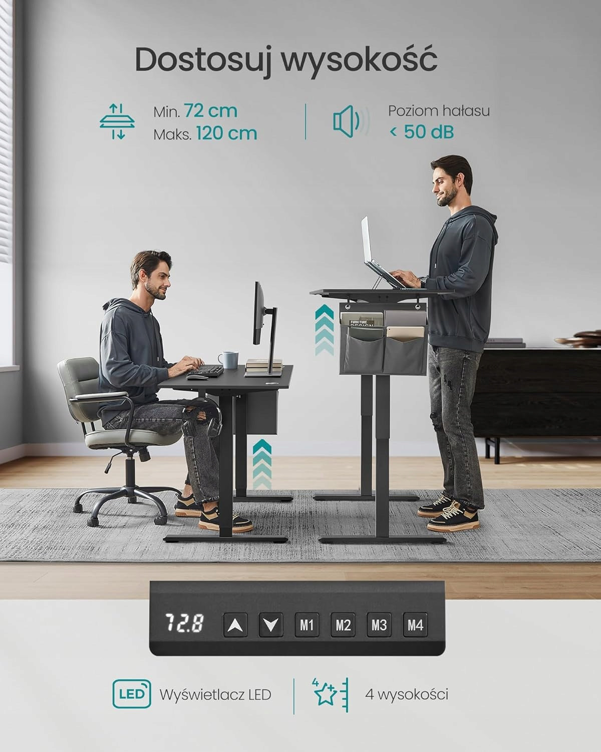 COMPUTER DESK ELECTRICALLY ADJUSTABLE HEIGHT TABLE SOLID 140x60cm EAN (GTIN) 0099751900110