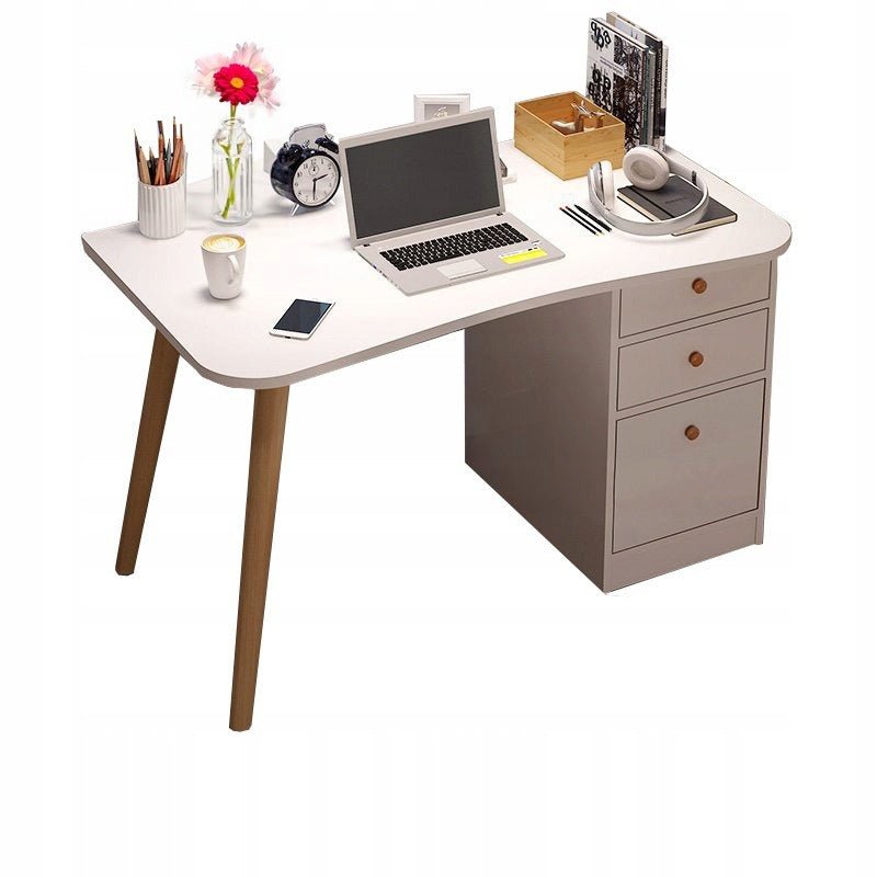 COMPUTER DESK FOR HOME OFFICE DRAWERS WHITE TABLE 100 CM LOFT BOOKCASE