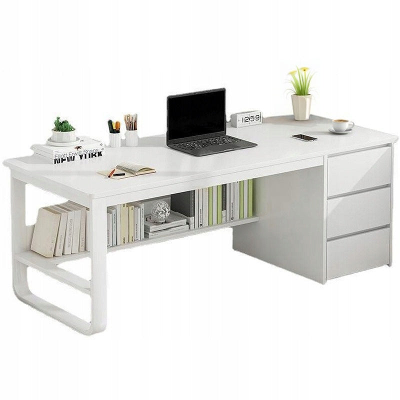 COMPUTER DESK LOFT WHITE FOR LAPTOP SCANDINAVIAN COMPUTER WITH 3 SHELVES