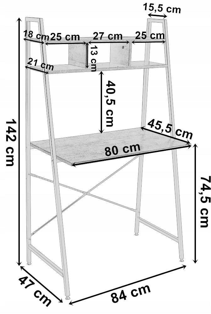 COMPUTER DESK METAL SCHOOL LOFT WITH SHELVES EXTENSION 2 SHELVES Manufacturer code 066104MG