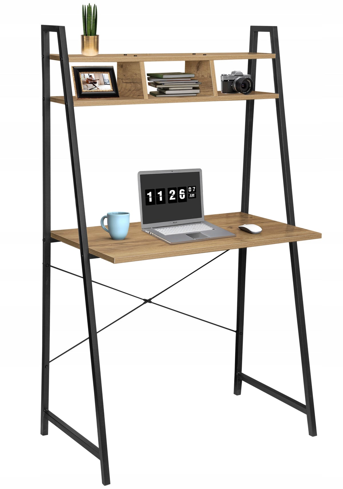 COMPUTER DESK METAL SCHOOL LOFT WITH SHELVES EXTENSION 2 SHELVES
