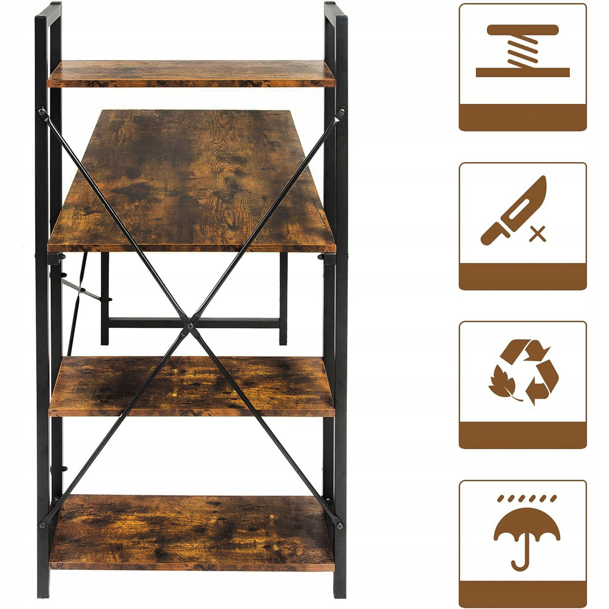 COMPUTER DESK SCHOOL METAL LOFT WITH BOOKCASE TABLE OAK LARGE SHELVES Manufacturer code DESK_001
