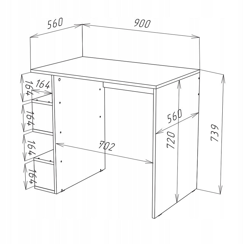 COMPUTER DESK TABLE OAK SONOMA BOOKCASE MAT 90cm STERN T-12 BlancFurniture Manufacturer code 5907348171551